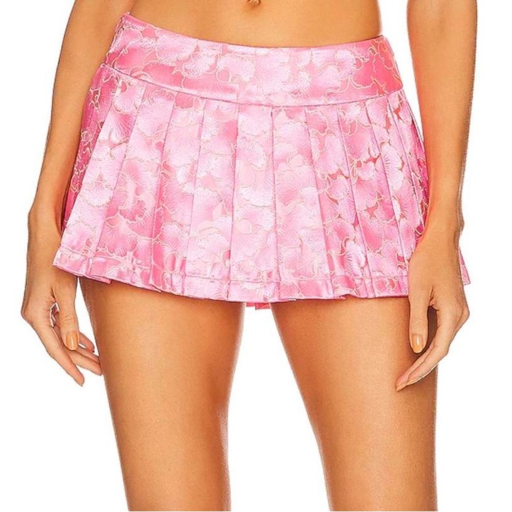 Kim Shui Pink Floral Pleated Mini Skirt